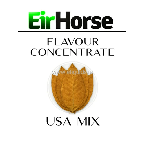 Eirhorse USA Mix Flavour Concentrate 10ml – product label with classic American tobacco leaves on a white background.