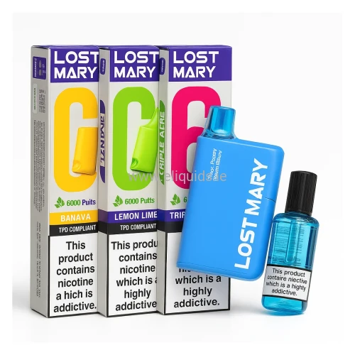 Lost Mary BM6000 disposable vape devices with boxes on white background.