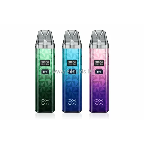 OXVA XLIM Classic Pod Kit – three colour variants on white background