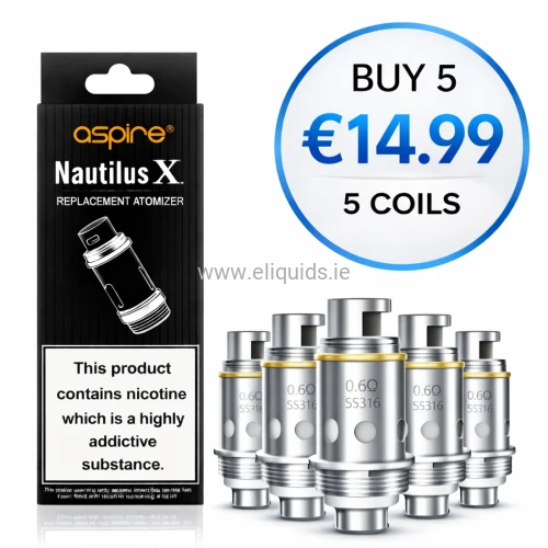 Aspire Nautilus X replacement coils 5-pack bundle offer, €14.99
