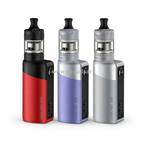 iInnokin Coolfire Z60 kit in red, purple and silver on white background