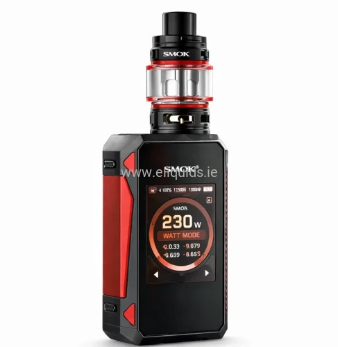 Smoktech G-Priv 4 230W full kit with touchscreen mod and sub-ohm tank on white background