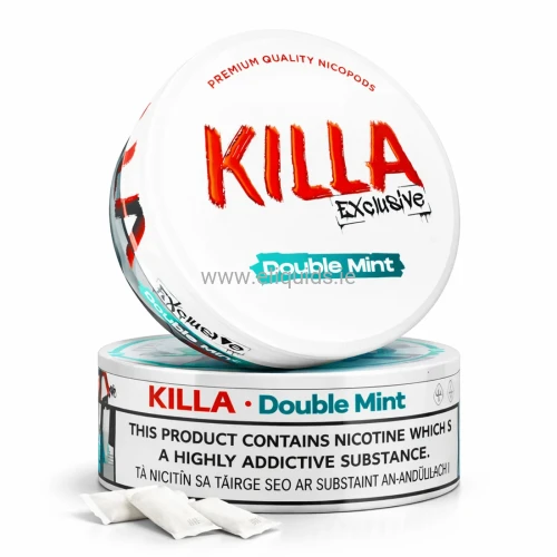 KILLA Double Mint Exclusive nicotine pouches with English and Irish warning