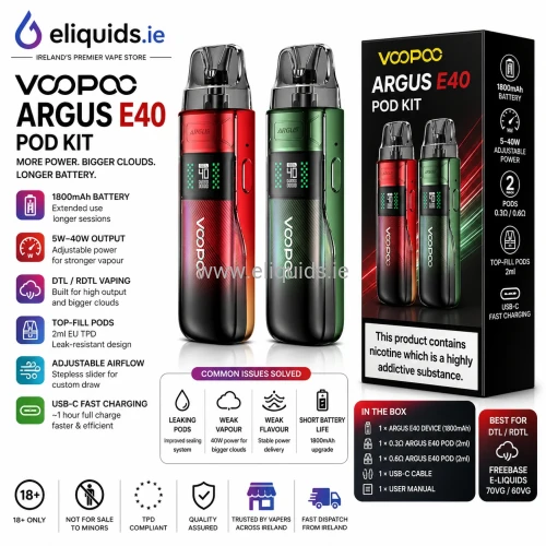 voopoo argus e40 kit High-performance Pod System Pod Kit Lake Green main image 0