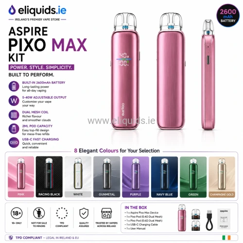 aspire-pixo-max-kit-8-colours-ireland.webp