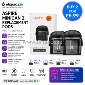 Aspire Minican 2 Replacement Pods – 0.8Ω / 1.0Ω (2-Pack)