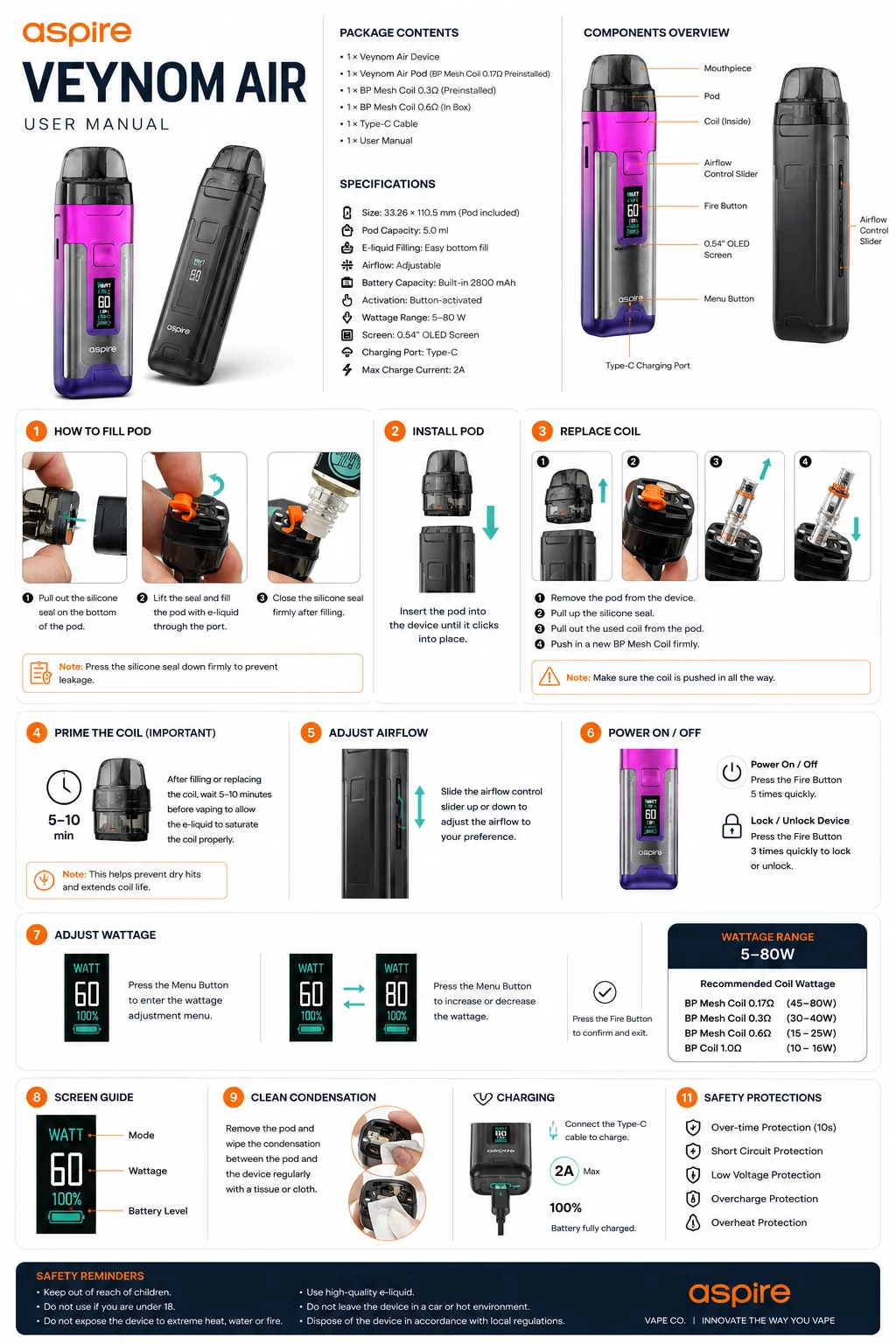 Aspire Veynom Air Kit Ireland | 80W BP Pod Vape