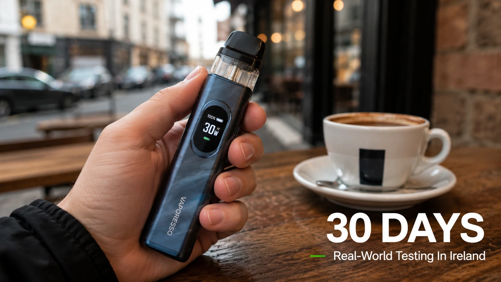 Vaporesso XROS 6 pod vape device during real-world testing in Ireland